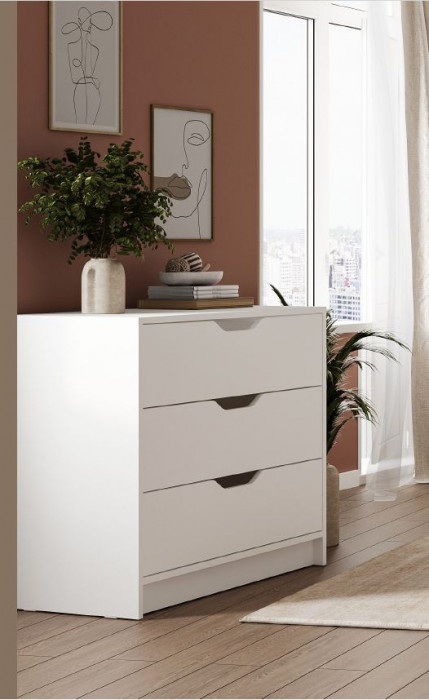 РУНА КМ 01 Комод 800 Фасад БЕЛЫЙ/Корпус БЕЛЫЙ
