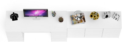 Мори Стол компьютерный МС-2 + Комод МК1200.3, цвет белый, ШхГхВ 255,8х50х76,6 см., универсальная сборка