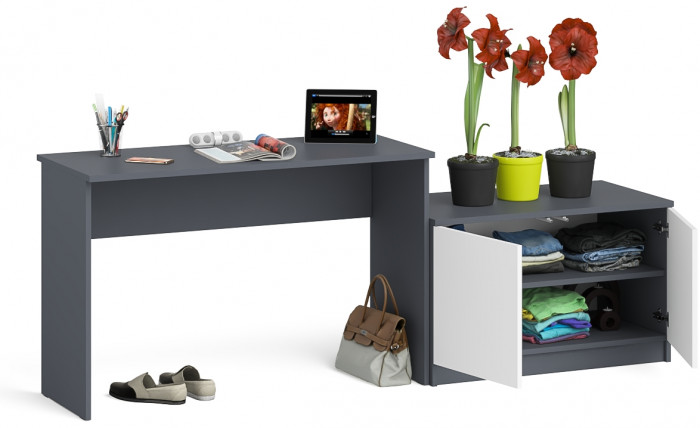 Мори письменный стол МСП1200.1 + Тумба МА900.1, графит/белый