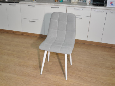 Стул Х / белый / велюр светло-серый