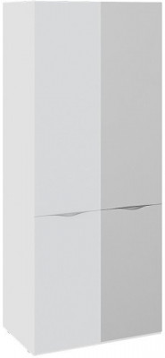 Глосс СМ-308.07.213 Шкаф для одежды с 1 зеркальной и 1 дверью со стеклом (Белый глянец/Стекло)