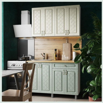 Кухонный гарнитур Версаль 1,2м Айвори/Васаби