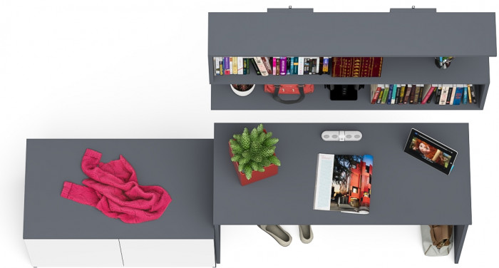 Мори письменный стол МСП1200.1 + Тумба МА900.1 + Полка 1200, графит/белый