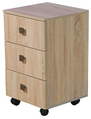 Тумба на колесиках с 3-мя ящиками "Лондон" - Дуб сонома/Капучино светлый