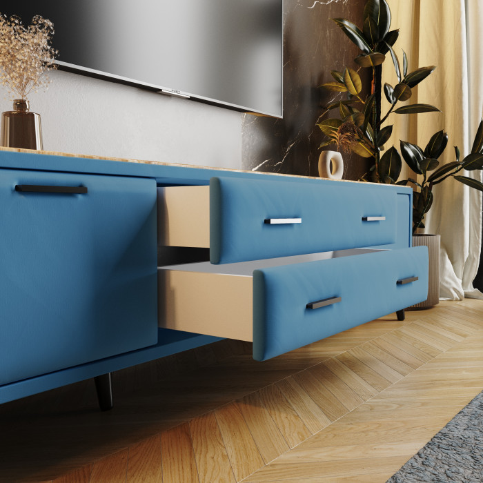 Тумба ТВ интерьерная 2,0 Пай светло-голубой/мдф дуб канадский