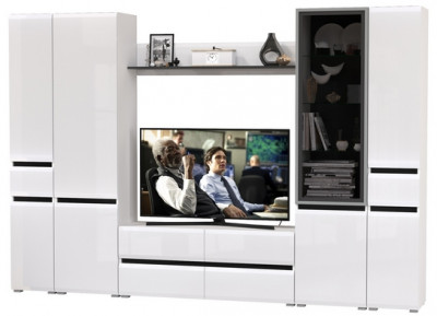 Сидней Комплектация № 060, корпус: белый/чёрный/фасады: МДФ белый глянец