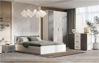 Модульная спальня Фиеста NEW композиция 2 (Дуб крафт белый/Графит)