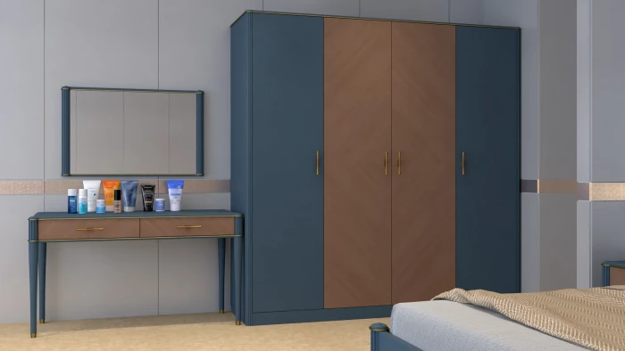 Шкаф для одежды четырехдверный "Тиволи" - Серый антрацит (лак)