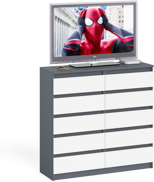 Мори Комод МК1200.10, цвет графит/белый, ШхГхВ 120,4х41х115 см.