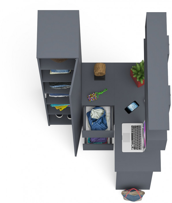 Мори компьютерный стол МС-16 левый + Пенал МШ400.1 + Полка 1200, графит