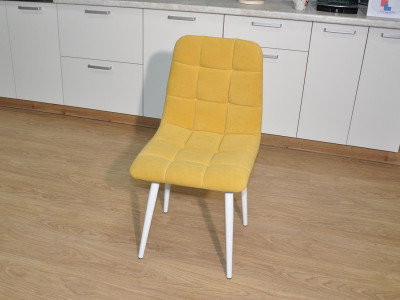 Стул Х / белый / велюр горчица