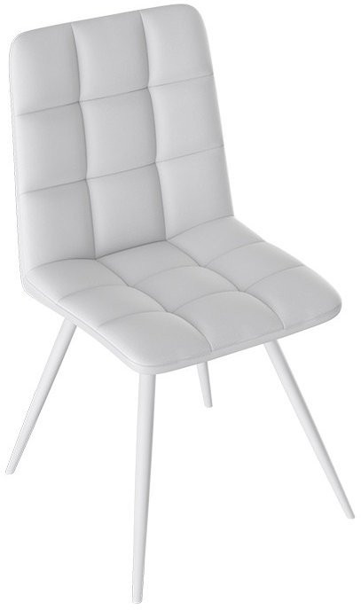 Бруно Стул (конус Т3) (Белый муар/Кожзам Бежевый)