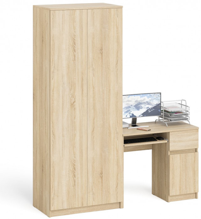 Мори компьютерный стол МС-1 правый + Шкаф МШ800.1, дуб сонома