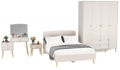 Афина Спальня 29-1400, цвет кашемир серый, сп.м. 1400х2000 мм., б/м, основание есть - фанера