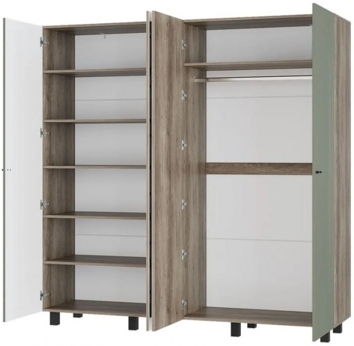 "Олива" ШК-13 Шкаф 4-х створчатый Дуб каньон/МФ12 эвкалипт софт