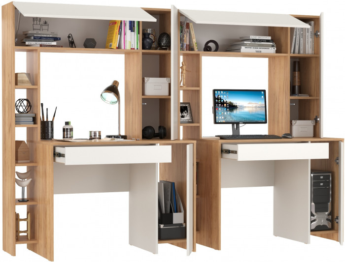 компьютерный стол Комфорт 12.71 + компьютерный стол Комфорт 12.71, дуб золотой/белый