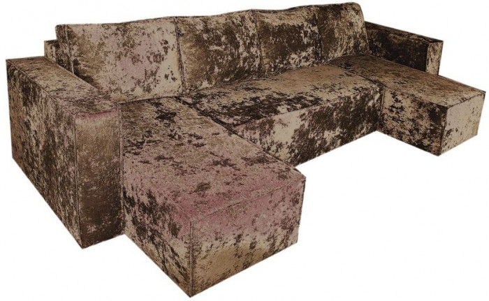 Диван-кровать Лофт Люкс Плюш П-образный с 2 отоманками, еврокнижка, 145х270, коричневый