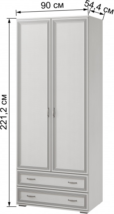 Ливорно Шкаф 2-х ств. ЛШ-22 ясень анкор светлый патина серебро