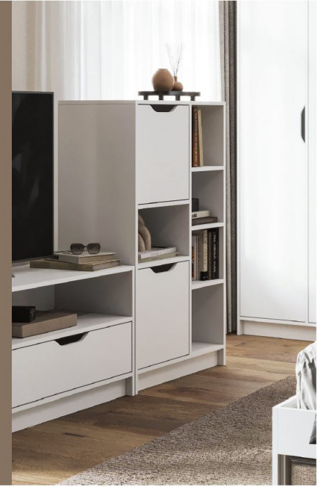 РУНА СТЛ 02 Стеллаж Фасад БЕЛЫЙ/Корпус БЕЛЫЙ