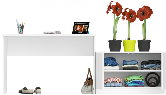 Мори письменный стол МСП1200.1 + Тумба МА900.1, белый