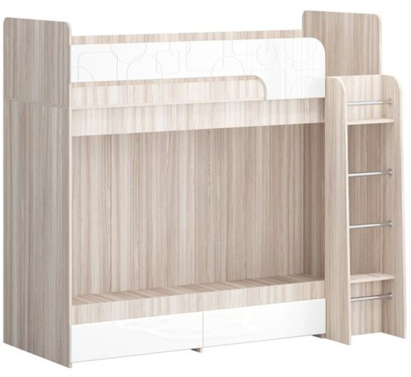 Двухъярусная кровать Бемби МДФ NEW, ясень (милк, Ясень шимо светлый)