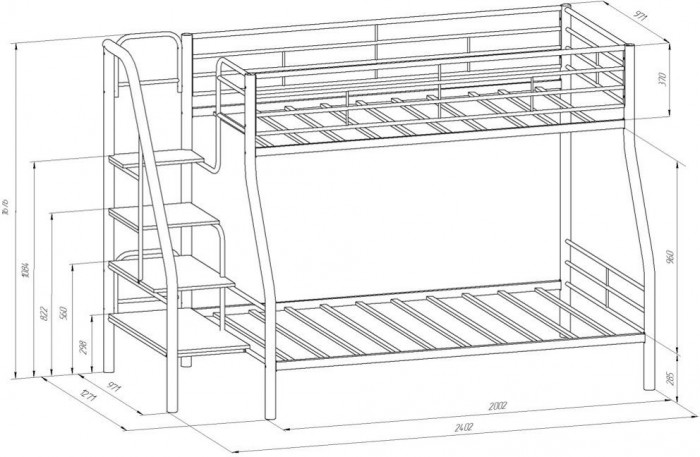 Двухъярусная кровать Толедо-1ПЯ (Черный)