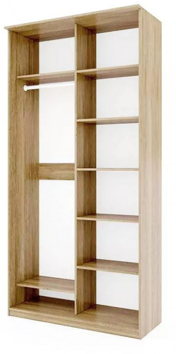 Шкаф купе Модерн 1190х600 2-х дверный 2-х секционный зеркальный с пескоструем №1 ясень