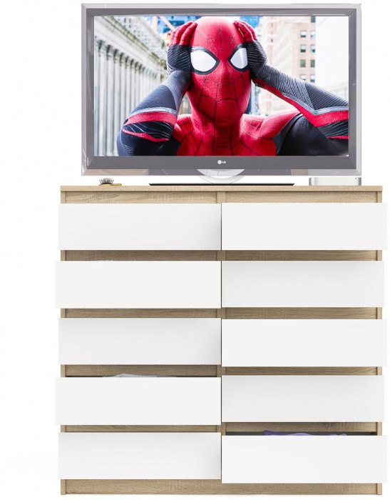 Мори Комод МК1200.10, цвет дуб сонома/белый, ШхГхВ 120,4х41х115 см.