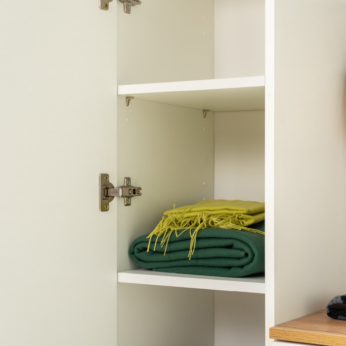 Октава Прихожая 43, белый шагрень/дуб крафт золотой/фасады МДФ белый шагрень