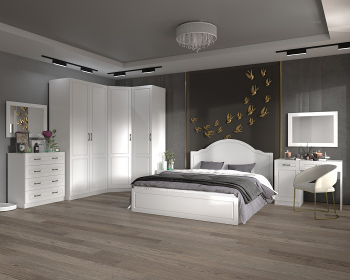 Модульная спальня Апполия, набор 1, Белый/Белый дуб