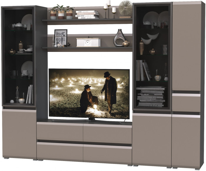 Сидней Комплектация № 062, корпус: антрацит/фасады: МДФ веллюто капучино