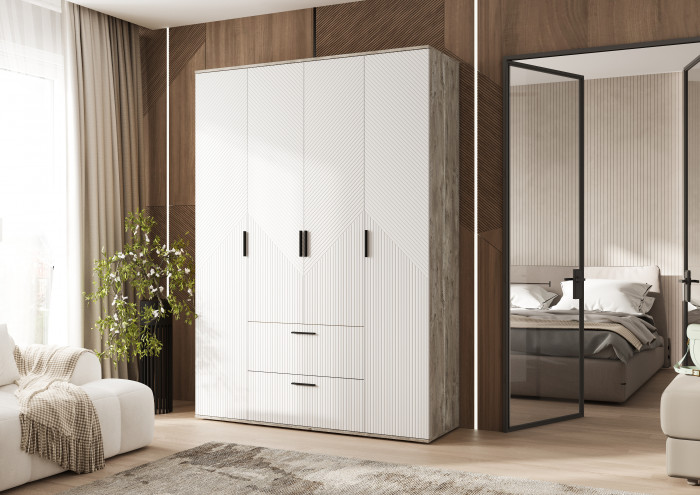 Сильвия Шкаф 4-х створчатый 1600, Браш Вайт/Дуб Юкон