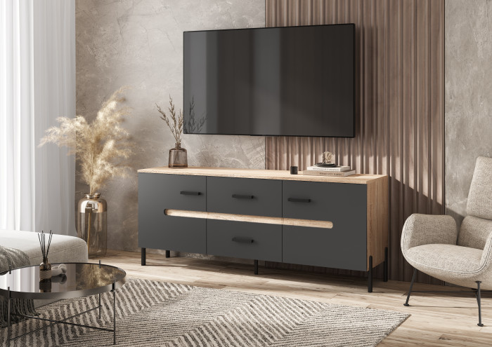 Ким Тумба ТВ (металл) Графит софт, сонома