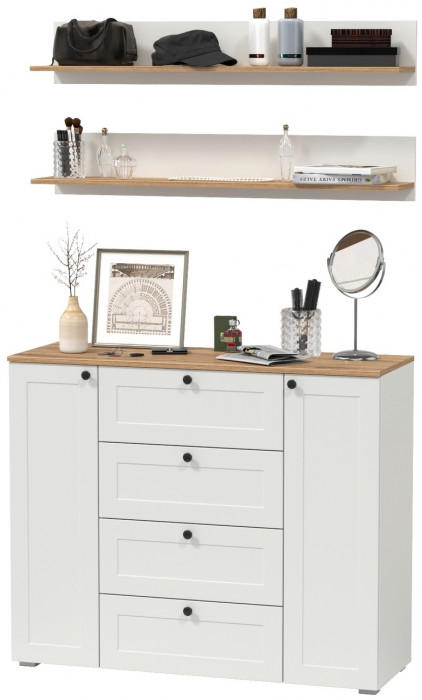 Остин Прихожая 71, белый шагрень/дуб крафт золотой