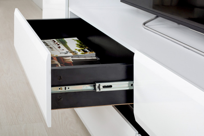 Сидней 13.63 Тумба под ТВ, корпус: белый/чёрный/фасады: МДФ белый глянец