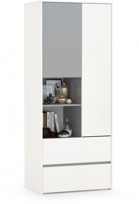 Торонто 13.333 Шкаф для одежды, белый шагрень/стальной серый