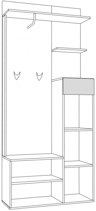 Лайн 10.16 Шкаф многоцелевого назначения, дуб крафт серый/фасады МДФ белый глянец