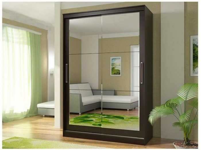 Шкаф-купе Комфорт 12 Прайм с прямыми зеркалами 1500 (Дуб Крафт белый)