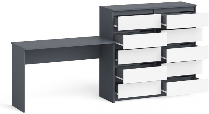 Мори письменный стол МСП1200.1 + Комод МК1200.10, графит/белый