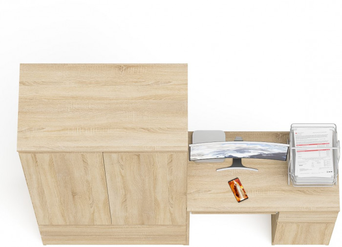 Мори компьютерный стол МС-1 правый + Шкаф МШ900.1, дуб сонома