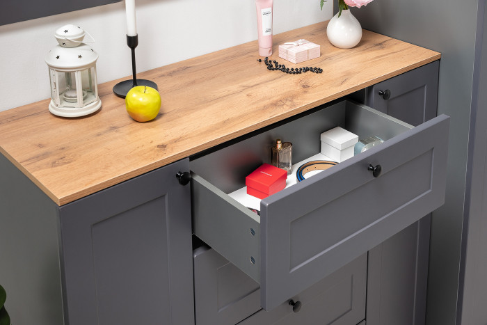 Остин Прихожая 04, серый графит/дуб крафт золотой