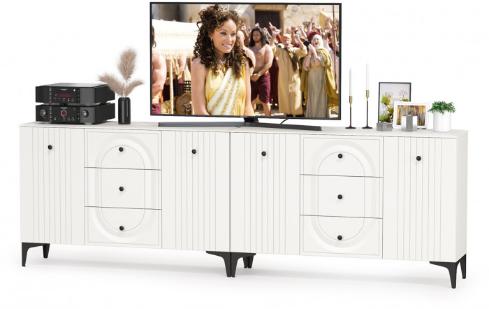 Валенсия Спальня 13.309 Комод + 13.309 Комод, ЛДСП белый шагрень/МДФ белый шагрень