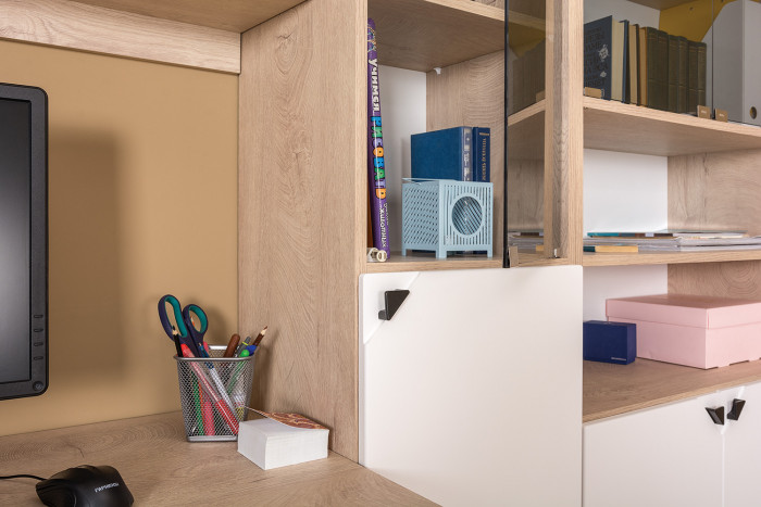 Бостон № 33, дуб эндгрейн элегантный/фасады МДФ милк рикамо софт