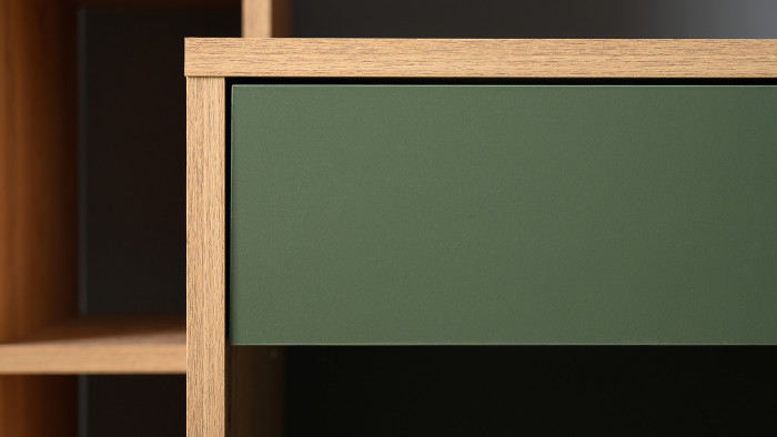 Стол компьютерный Комфорт 12.71, цвет гикори рокфорд натуральный/дымчатый зелёный, ШхГхВ 116,7х60,2х165,4 см., НЕ универсальная сборка