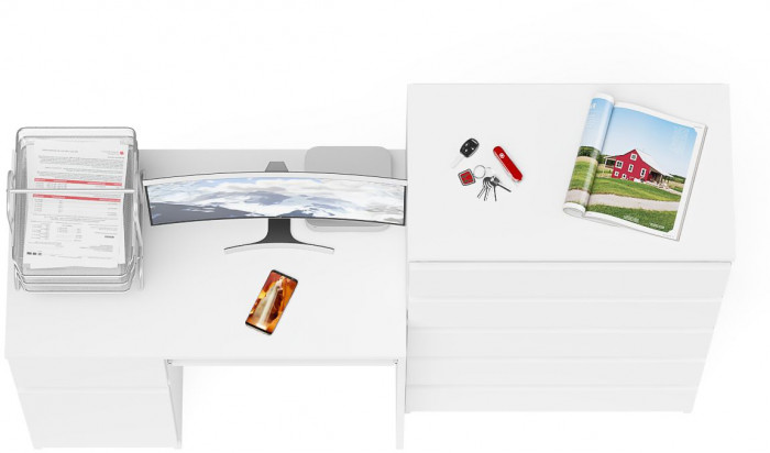 Мори компьютерный стол МС-1 левый + Комод МК700.5, белый