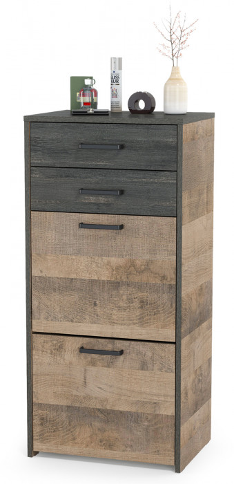 Трувор 13.241.06 Тумба для обуви, цвет дуб гранж песочный/интра, ШхГхВ 50х37х106,9 см.