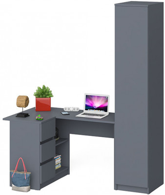 Мори компьютерный стол МС-16 левый + Пенал МШ400.1, графит