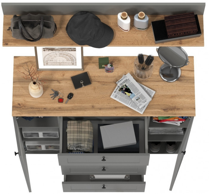 Остин Прихожая 72, серый графит/дуб крафт золотой