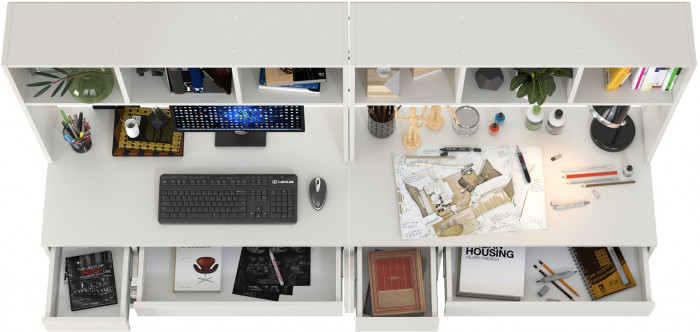 компьютерный стол Комфорт 12.77F + компьютерный стол Комфорт 12.77F, белый шагрень