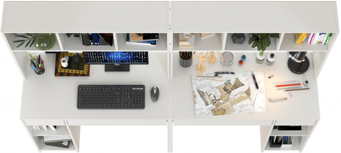 компьютерный стол Комфорт 12.77F + компьютерный стол Комфорт 12.77F, белый шагрень